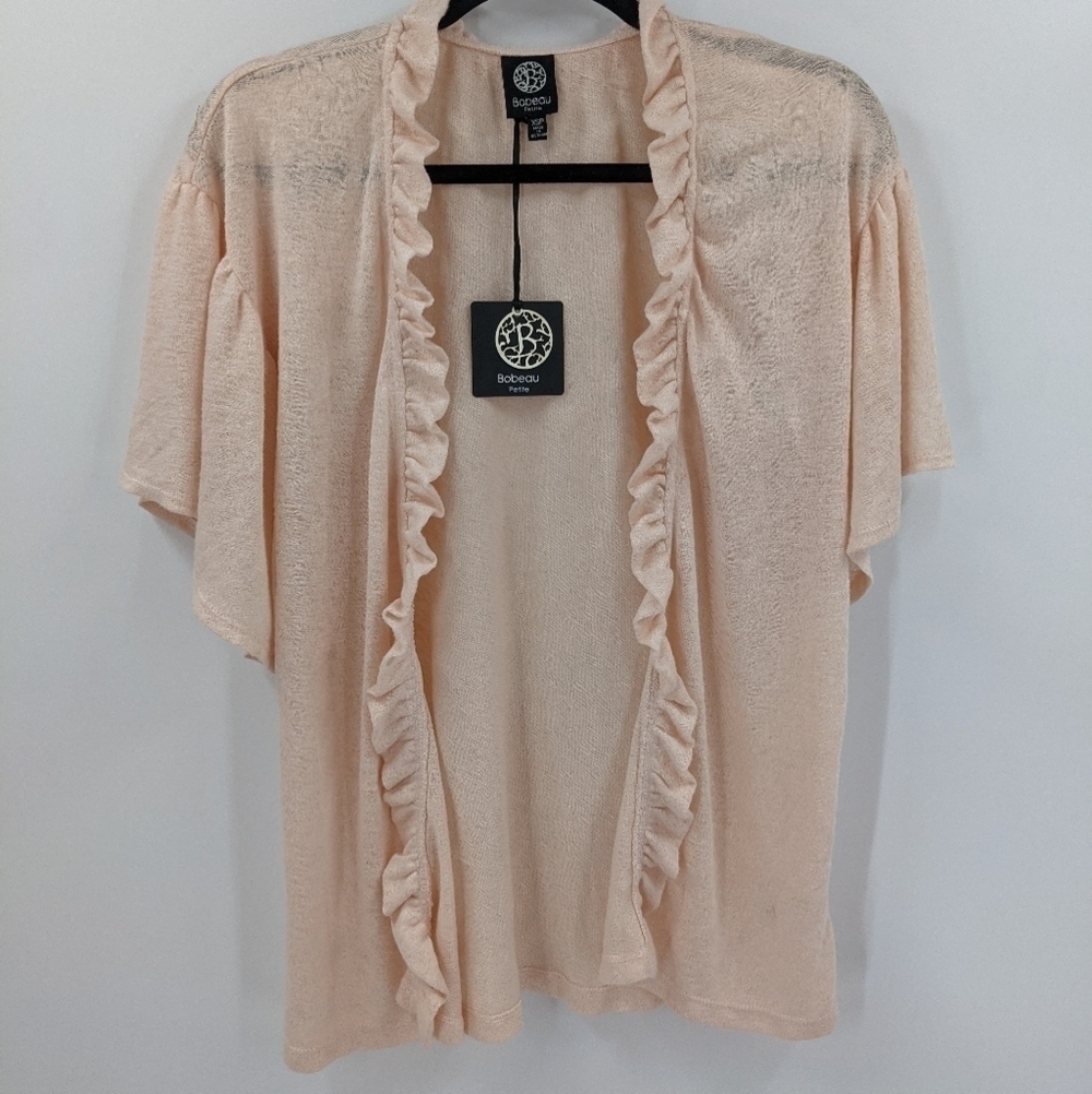 NWT BOBEAU Open Front Ruffle Cardigan